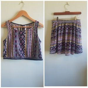 Xhiliration crop top and skater skirt